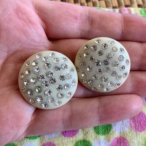 Vintage Weiss ivory celluloid rhinestone earrings